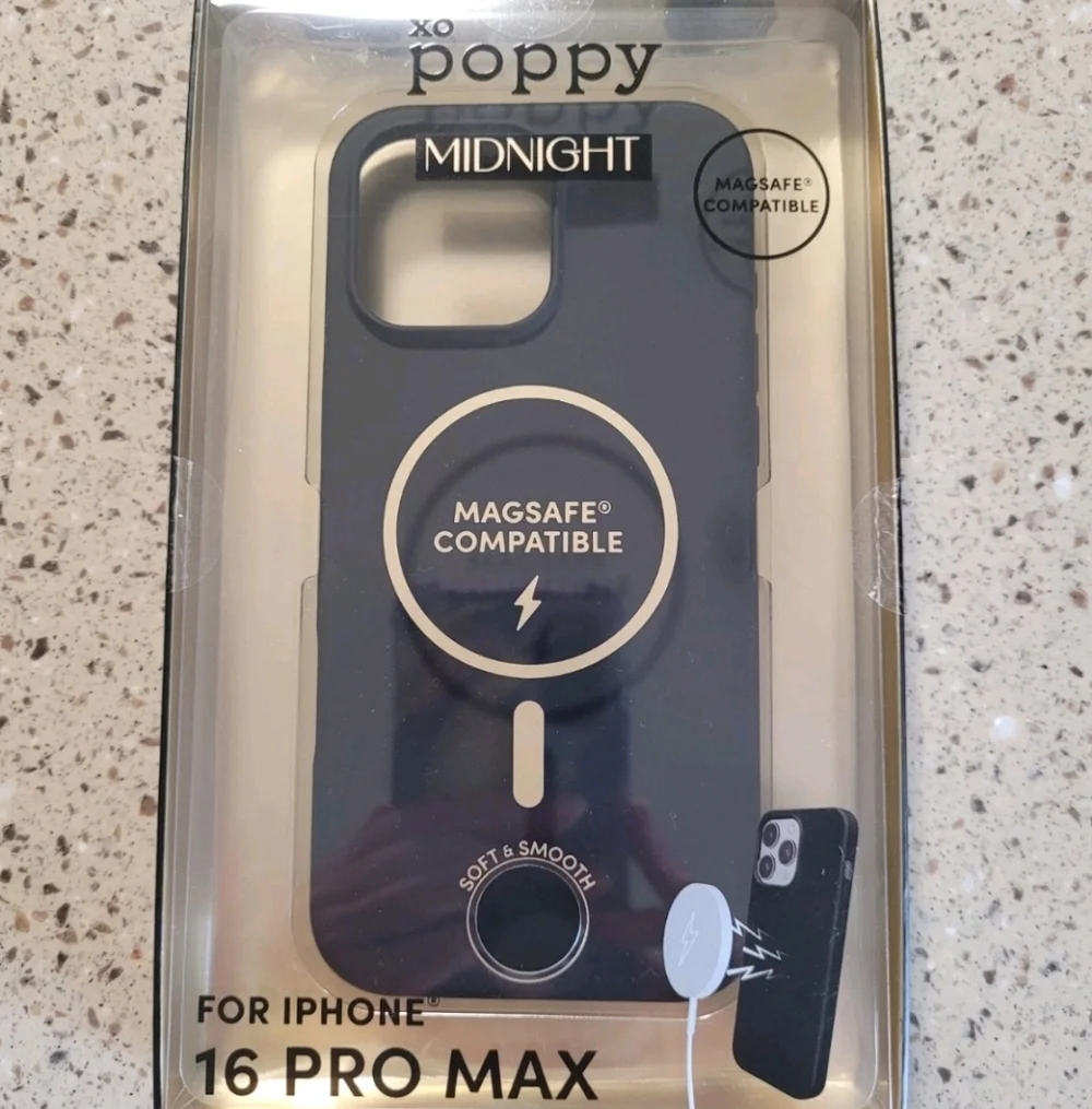 XO Poppy iPhone 16 Pro Max Midnight Black Magsafe Compatible Cellphone Case NEW